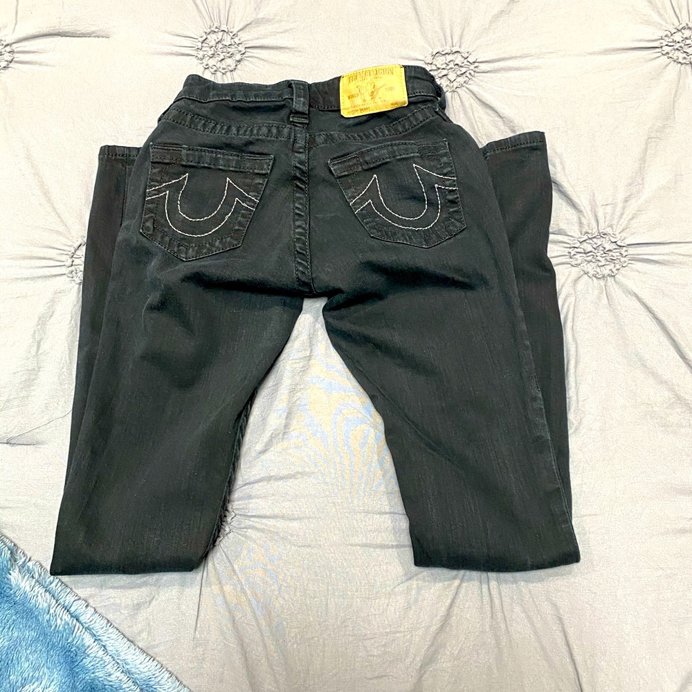 True Religion Women's Black Skinny Jeans with Signature Back Stitch